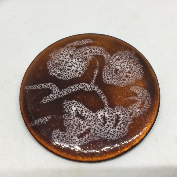 Lot Artisan Copper Enamel Abstract Design Brooches Pendant Jewelry - Picture 5 of 7